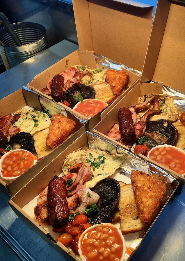 2 GRIDL takeaway cornish breakfasts ready to be served